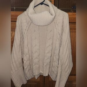 Womens Soft Ivory/Cream Cowl Neck Sweater Size Large EUC